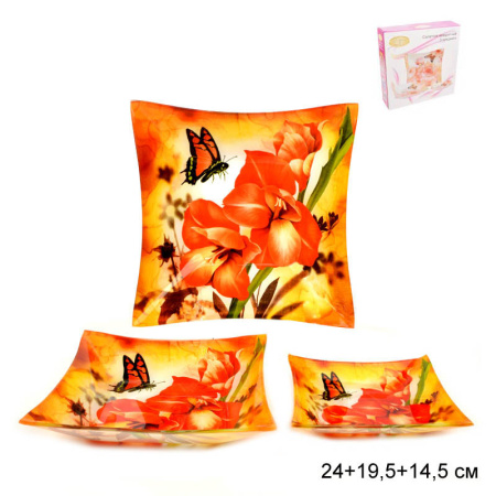 Салатники квадратные 3 предмета 26, 20 и 15 см / 1005-Z770 /уп.12/