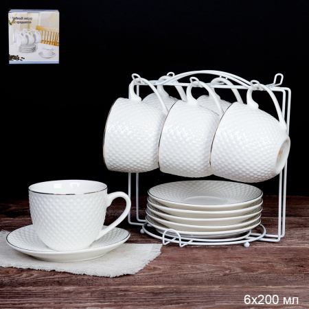 Чайный набор 12 предметов 200 мл MS / TC69E-12M 200 /уп 8/ Фактурный костяной