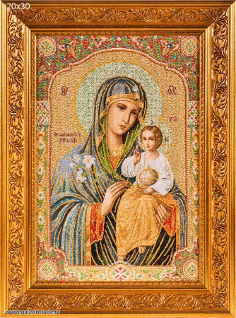 Икона Богородица неувядаемый цвет 20х30 гобелен / N101/KS3415-2/