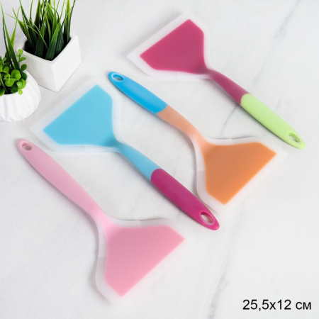 Лопатка силиконовая широкая 25,5*12 см / DR-700 /уп 450/ прозрачный край