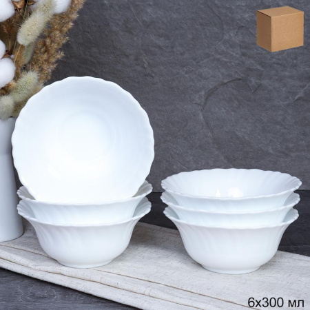 Набор салатников 6 штук 300 мл Тюльпан белый / LHKW50/LHBW-50XN (WHITE)/12/