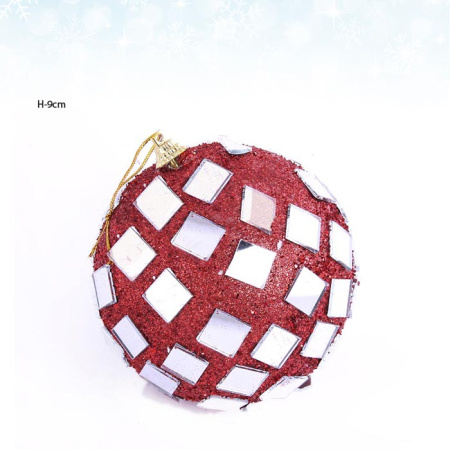 Новогодний шар красный 9 см АКЦИЯ /  JX10-627#48 /уп.144/