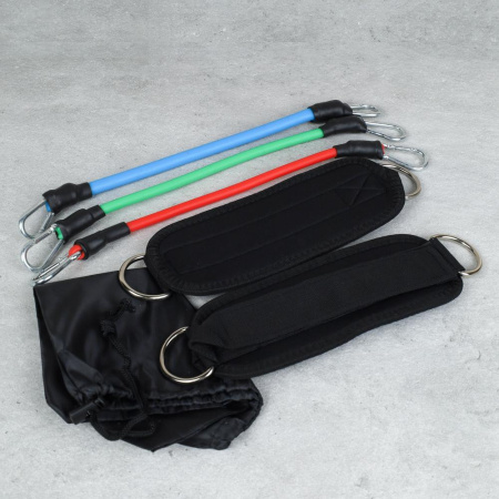 Набор для силовых упражнений Woohooo Tension / WES3-BL / манжеты+ эспандеры 4.5 кг, 9 кг, 13.6 + чехол / черный