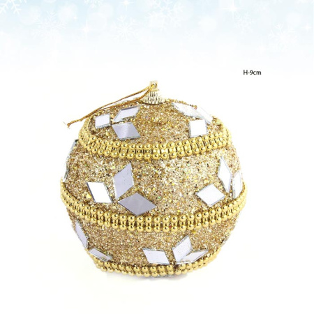 Новогодний шар золотой 9 см АКЦИЯ / JX10-620#59 /уп 144/