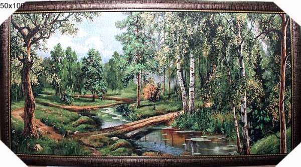 Картина гобелен 50х100 Бревенчатый мостик / F093 / 4306C2-607A3/золотая нить