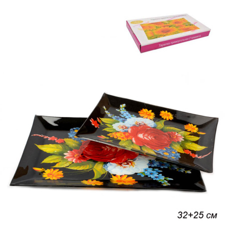 Тарелки прямоугольные 2 предмета 28 и 24 см / 1004-Z328 /уп.12/