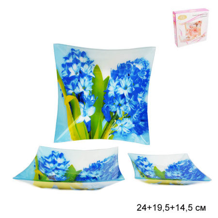 Салатники квадратные 3 предмета 26, 20 и 15 см / 1005-Z932 /уп.12/