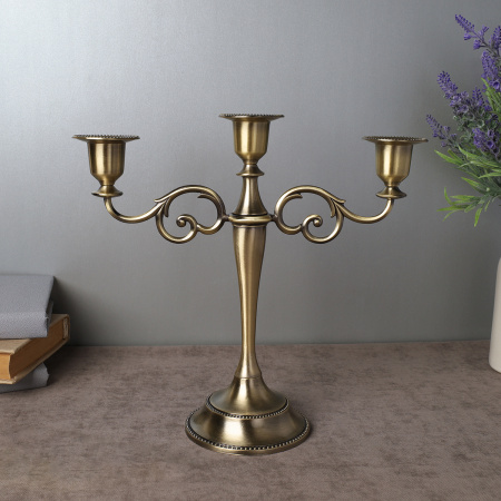 Подсвечник на 3 свечи 25 см бронза / 6303S /уп 30/