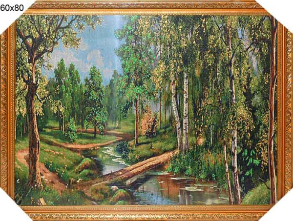 Картина гобелен 60х80 Бревенчатый мостик / F093 /4410C-139A1/золотая нить