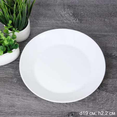 Тарелка плоская 190 мм десертная Евро Дэй белая  FLMLQP75 (WHITE) (уп 48) Е