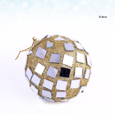 Новогодний шар золотой  9 см АКЦИЯ / JX10-627#47 /уп.144/