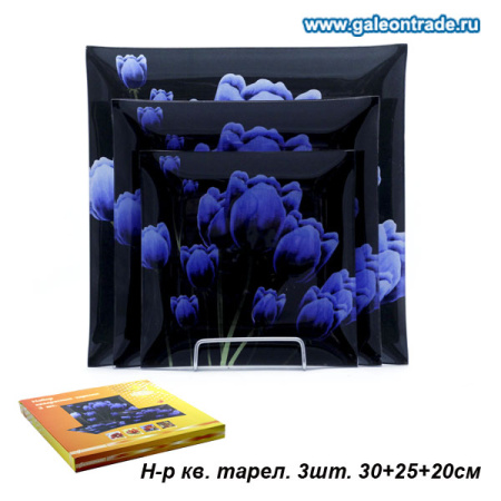 Тарелки квадратные 3 предмета 30, 25 и 20 см / 1001-Z298 /уп.12/ 