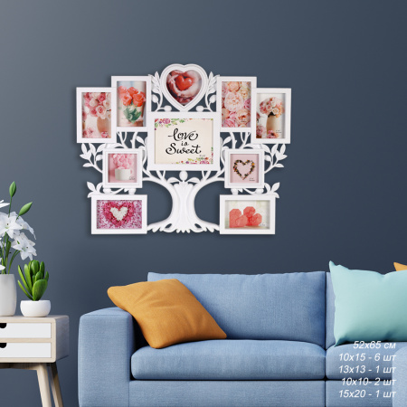 Фоторамка коллаж Дерево 52х65 см / 714-31 /уп 12/10 фото (50)