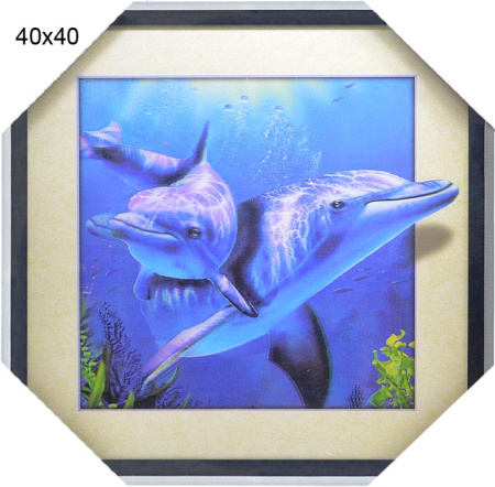 Картина 3D 40х40 Дельфины / 003 /2002B-012C/