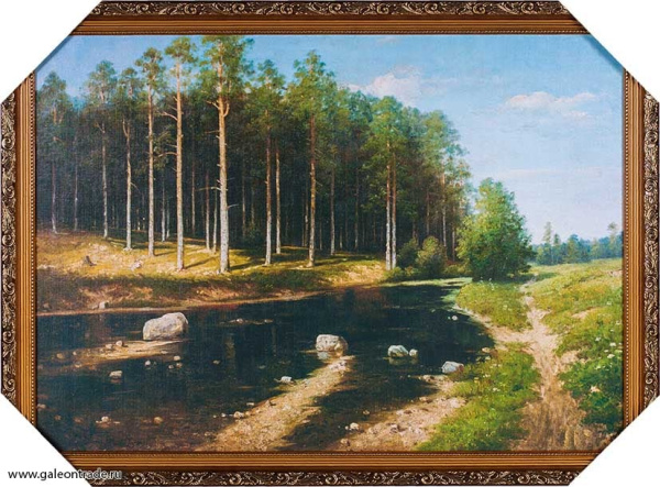 Репродукция картины 50х70 Сосновый бор на берегу реки /Поленов ВД/PS2677 G/ Плеский государственный