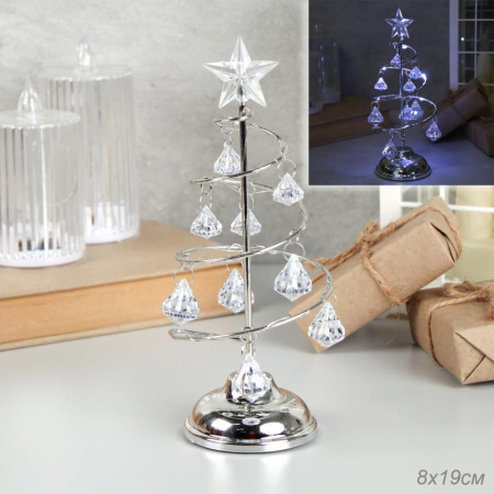 Новогоднее украшение Елка 19 см серебро / NG-01/2 /уп 96/Новый год