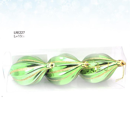 Елочные украшения Капля зеленая 3 штуки / LRE227#93 /уп 144/