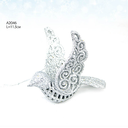 Украшение на елку Птица 11,5 см белая / A2046  /уп.144/