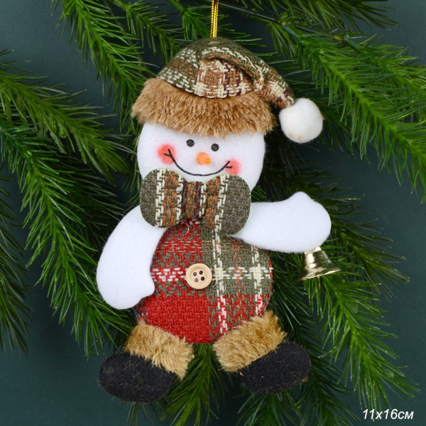 Елочное украшение Снеговик с колокольчиком / Е115 /уп 600/ (20)