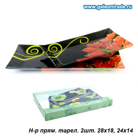 Тарелки прямоугольные 2 предмета 28 и 24 см / 1004-Z261 /уп 12/ 