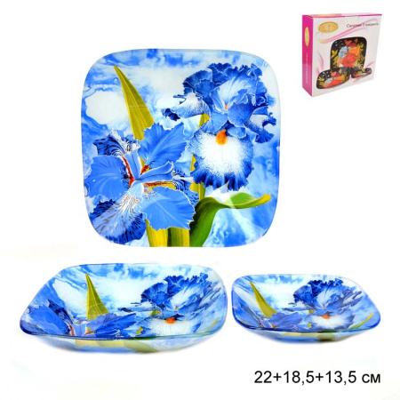 Салатники квадратные 3 предмета 20, 18,5 и 12,5 см / 1025-Z954 /уп.8/