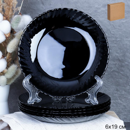 Набор тарелок 6 штук 190 мм черная B-LHP75/BNHP75T (Black) /уп 12/