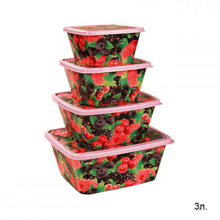 Контейнер для СВЧ 3 л Ягодный микс / М4850 /уп 24/ прямоугольный