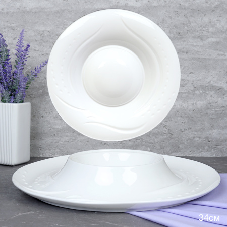 Блюдо 34 см  для сервировки / GF-150 /уп 10/ с выемкой для соуса