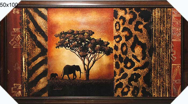 Репродукция картины 50х100 Слоны на закате / NIR1014 /10033-1/