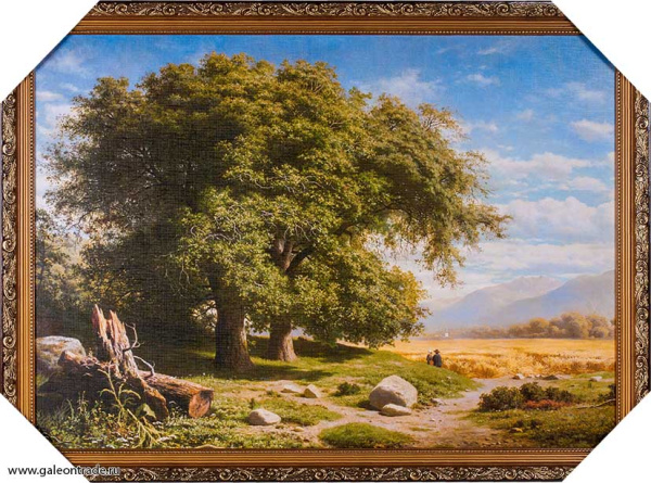 Репродукция картины 50х70 Летний день. Вид в Нормандии 1860 /Юргенсбург КФ/PS2677 G/ Ярославский худ