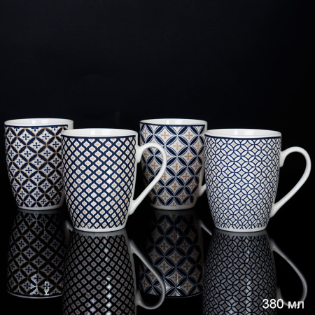 Кружка 380 мл Орнамент синий Сетка / LS-1 /уп 72/
