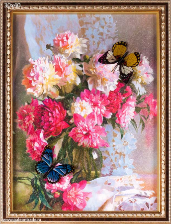 Картина коллаж 30х40  Пионы / ГС2 / 10095-4 /уп 10/