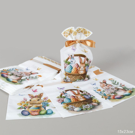 Мешочек подарочный набор 50 штук 15х23 см Кролик / YI1523-15 /уп 30/100/