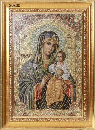 Икона Богородица неувядаемый цвет 20х30 гобелен / N101/10013-.3/