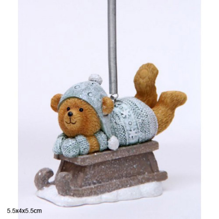 Украшение новогоднее МЕДВЕЖОНОК НА САЛАЗКАХ /41967