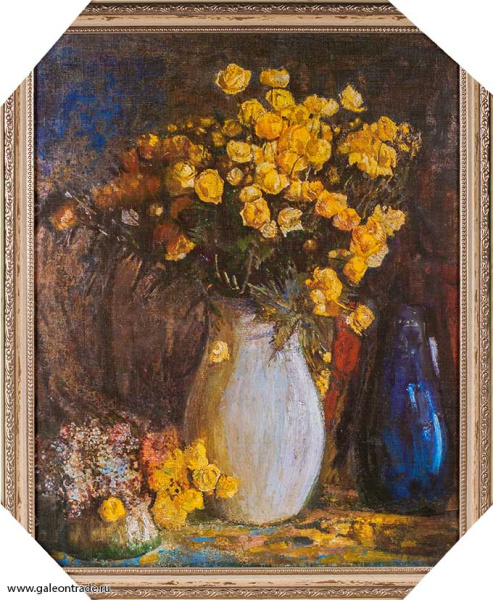 Репродукция картины 40х50 Цветы в кувшине Купальницы /Петровичев ПИ/3101С-213А/ Красноярский худ-ный