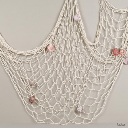 Сеть декоративная 1х2 м бежевый с ракушками / F331 /уп 100/