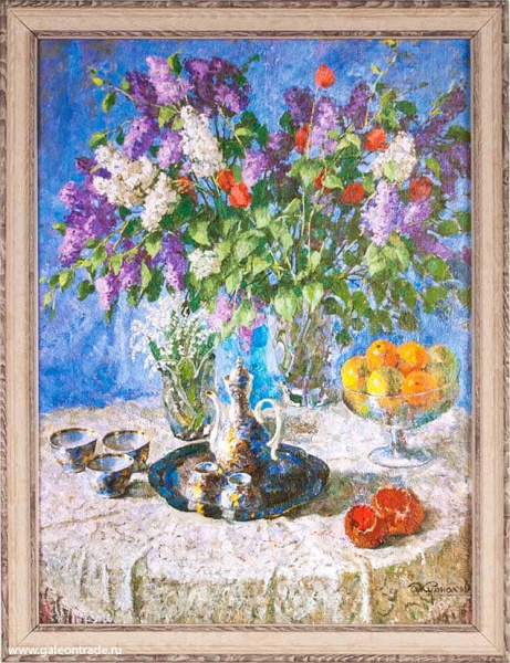 Репродукция картины 30х40 Сирень и ландыши 1994/ Курнаков А И/ DS2514-720/ Орловский музей изобразит