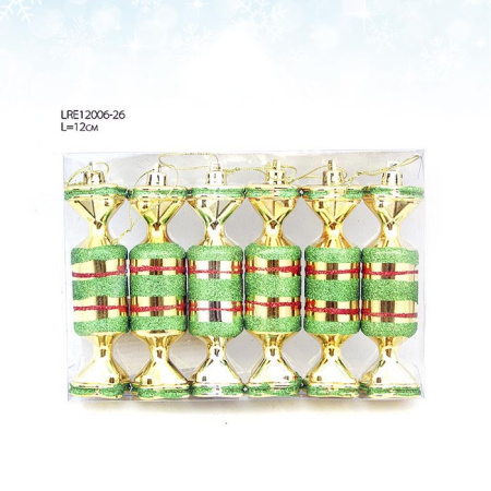 Елочные украшения Конфеты 6 штук  12 см/ LRE12006-26#119 /уп 180/зеленый