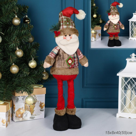 Фигурка Дед Мороз на телескопических ножках 38-48 см / Е148 /уп 60/ (50)