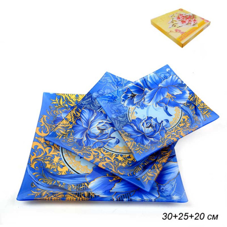 Тарелки квадратные 3 предмета / JS08/10/12 P050 /уп 8/