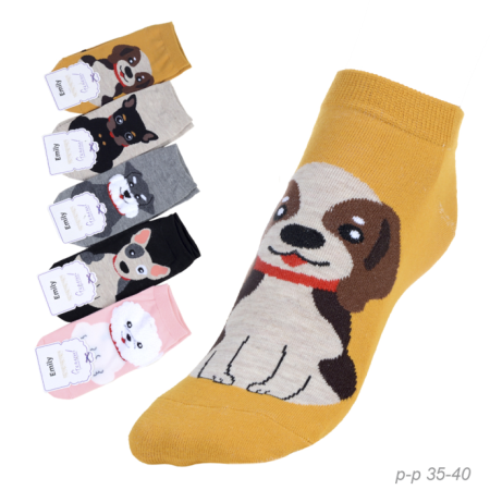 Носки р. 35-40 Собака короткие / L811 /уп 10/1200/ ОДНА ПАРА/ МАРКА