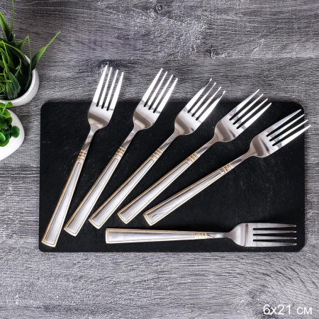 Вилка столовая 6 штук Золото Альма Глянец / SB-124 /уп 100/ 0,33/