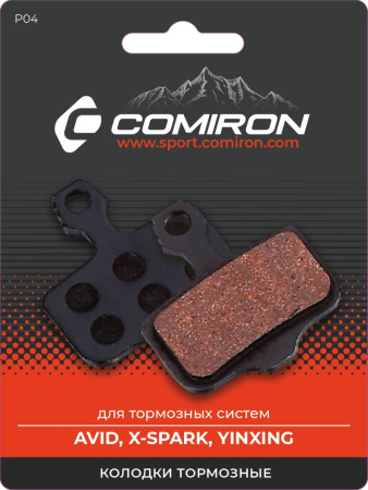Колодки тормозные органические COMIRON RESIN P04, для тормозных систем: AVID, X-SPARK, YINXING, с пр