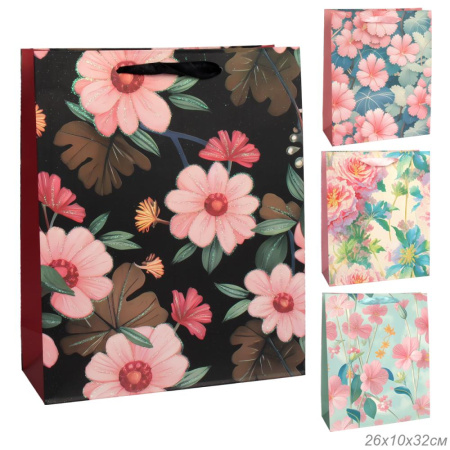 Пакет подарочный 26х32х10см / 1562-2 /уп 12/480/микс/210г/м2