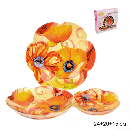 Салатники 3 предмета 25, 20 и 15 см Цветок / 1049-Z738 /уп 8/