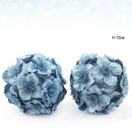 Елочный шар 2 штуки 10 см голубой АКЦИЯ / CQ13203/10 /уп.120/