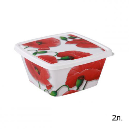 Контейнер для СВЧ 2 л Маки / М3634 /уп 25/ квадратный