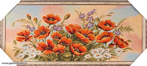 Картина гобелен 34х83 Букет алые маки /3101С-213А /иваново