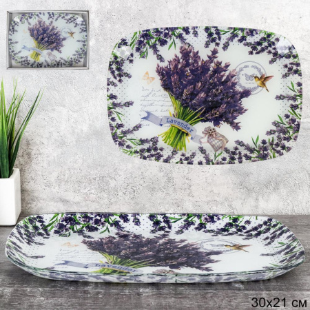 Блюдо прямоугольное глубокое 30х21 см / S445012C -DD132 /уп 12/ Лаванда